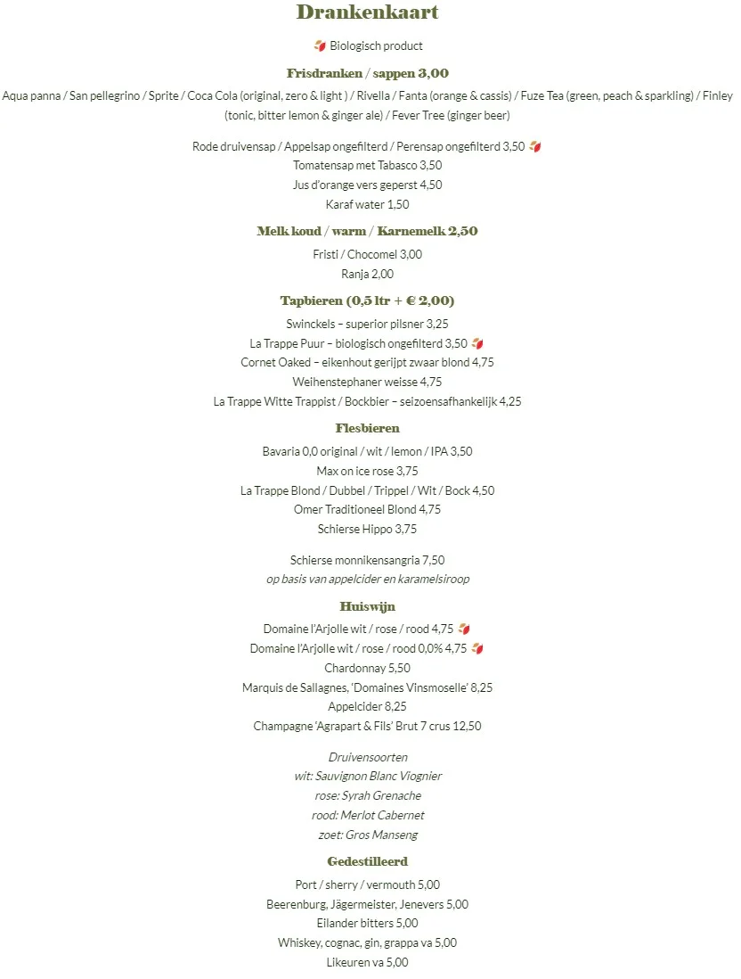 Drankenkaart Co Huijbrechts Schiermonnikoog