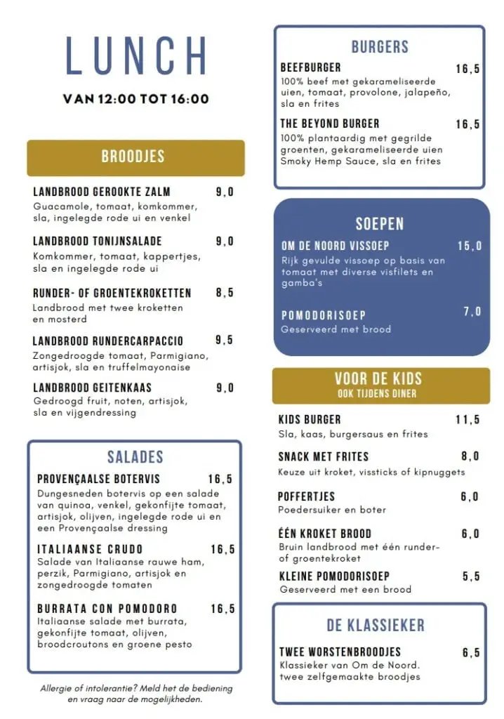 lunchkaart om de noord lunchkaart om de noord