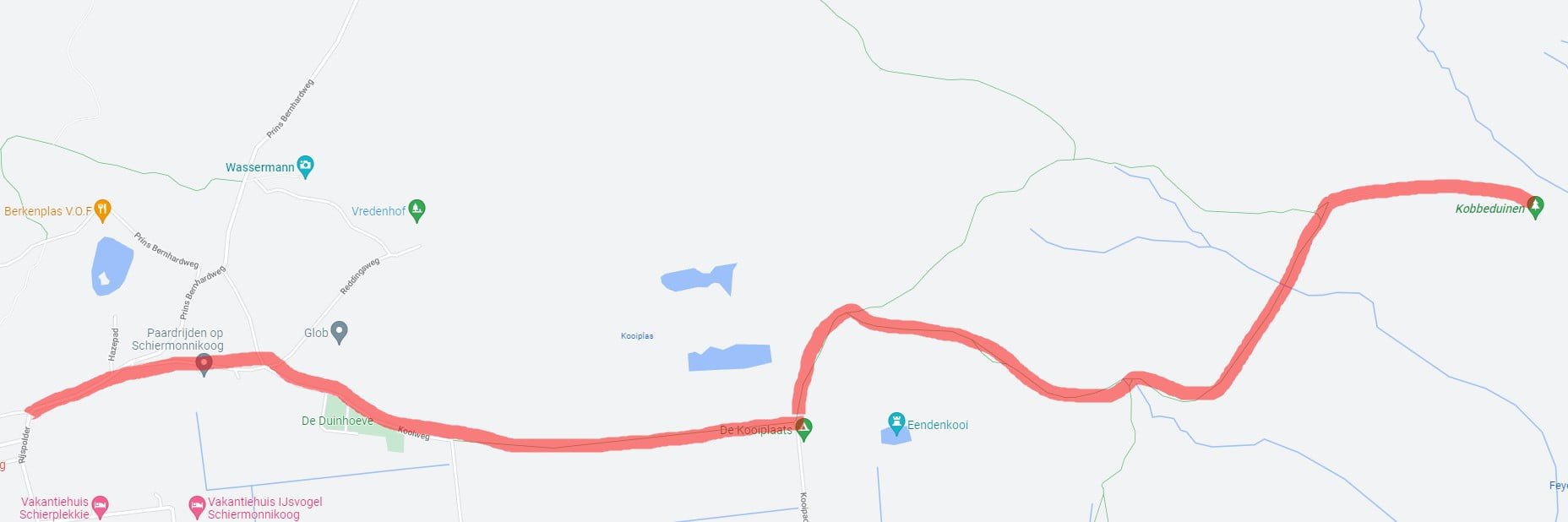 plattegrond schiermonnikoog naar kaap kobbeduinen
